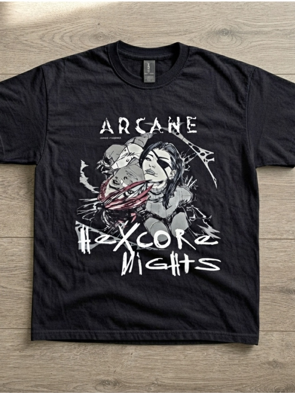 Gildan Black Arcane Haxcore Nights Graphic Tee